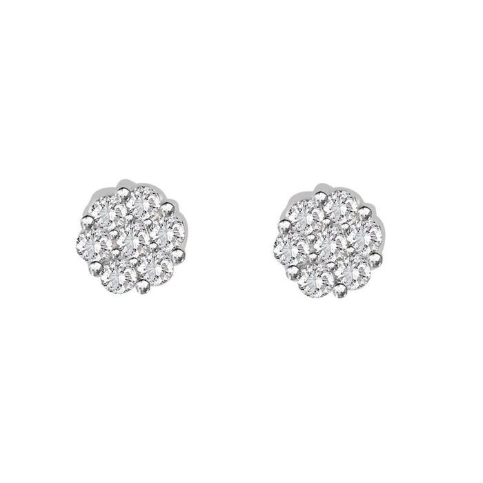 LADIES EARRINGS 1/6 CT ROUND DIAMOND 10K WHITE GOLD