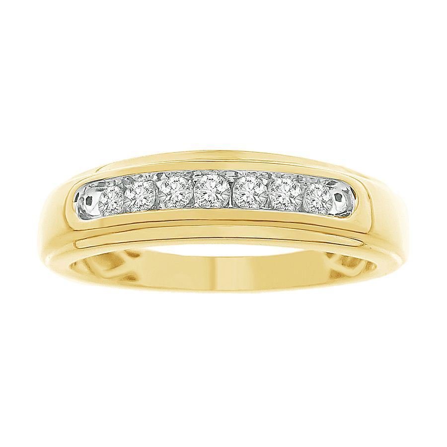 MEN'S BAND 1/4 CT ROUND DIAMOND 10K YELLOW GOLD