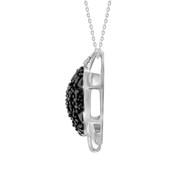 LADIES PENDANT 1/6 CT BLACK ROUND DIAMOND SILVER