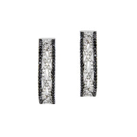 Thumbnail for LADIES HOOP 1 CT WHITE/BLACK ROUND DIAMOND 14K WHITE GOLD