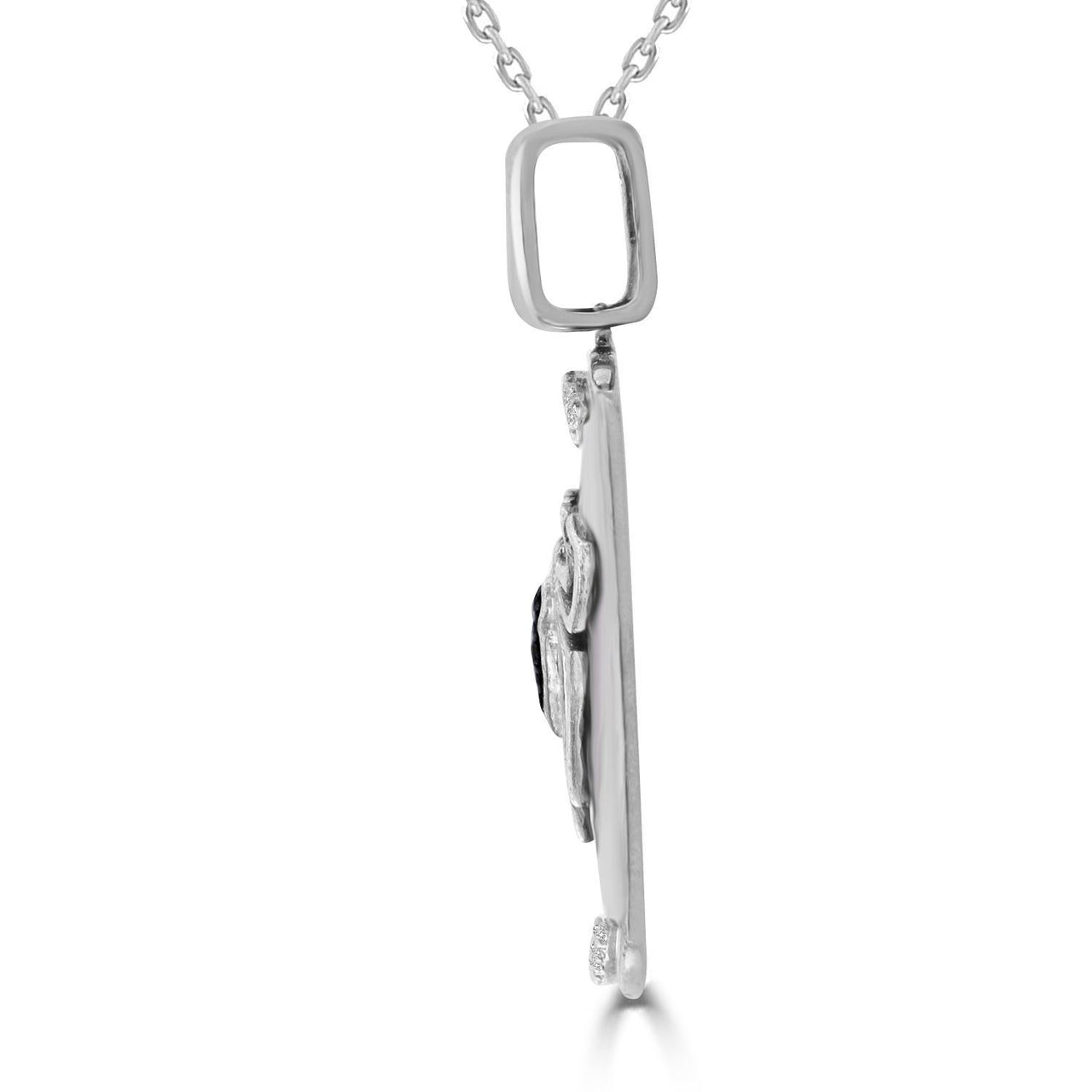 LADIES PENDANT 1/6 CT BLACK ROUND DIAMOND SILVER