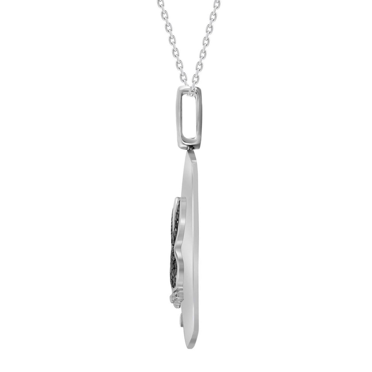 LADIES PENDANT 1/4 CT BLACK ROUND DIAMOND SILVER