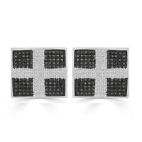 Thumbnail for MEN'S EARRINGS 1/2 CT BLACK/WHITE ROUND DIAMOND SILVER