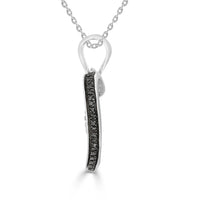 Thumbnail for LADIES HEART PENDANT 1/4 CT WHITE/BLACK ROUND DIAMOND SILVER