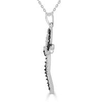 Thumbnail for LADIES CROSS PENDANT 3/8 CT WHITE/BLACK ROUND DIAMOND SILVER