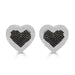 LADIES HEART EARRINGS 3/8 CT WHITE/BLACK ROUND DIAMOND STESILVER