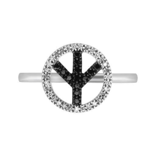 LADIES RING 1/6 CT WHITE/BLACK ROUND DIAMOND SILVER