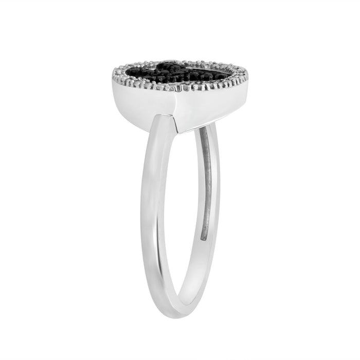 LADIES RING 1/6 CT WHITE/BLACK ROUND DIAMOND SILVER