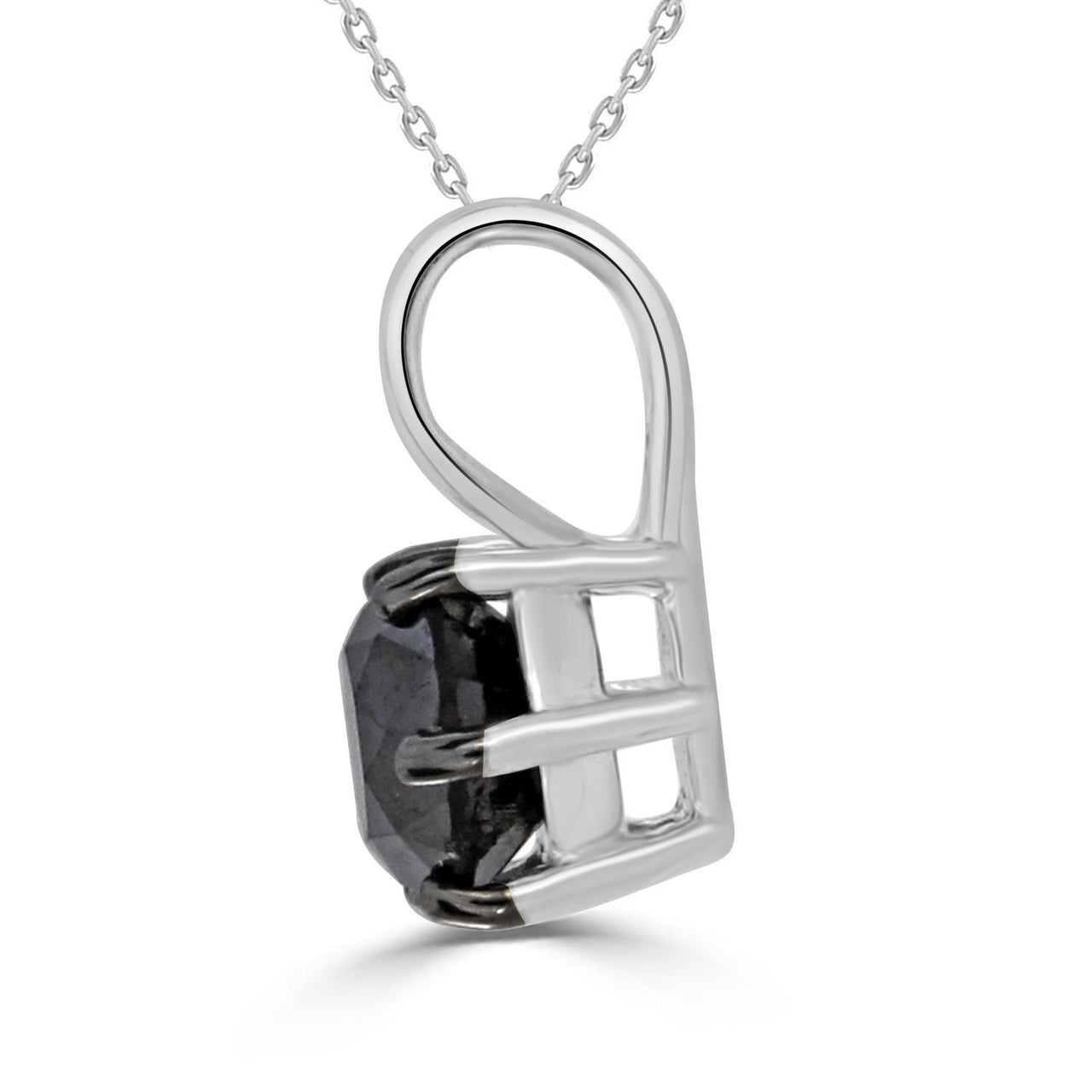 LADIES SOLITAIR PENDANT 2 CT BLACK ROUND DIAMOND SS