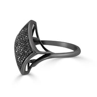 Thumbnail for LADIES RING 1/2 CT BLACK ROUND DIAMOND SILVER