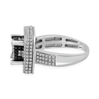 Thumbnail for LADIES RING 7/8 CT WHITE/BLACK ROUND DIAMOND SILVER