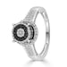 LADIES RING 1/2 CT WHITE/BLACK ROUND DIAMOND SILVER