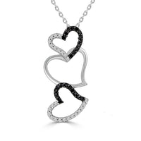 Thumbnail for LADIES PENDANT WITH CHAIN 1/4 CT WHITE/BLACK ROUND DIAMOND SILVER