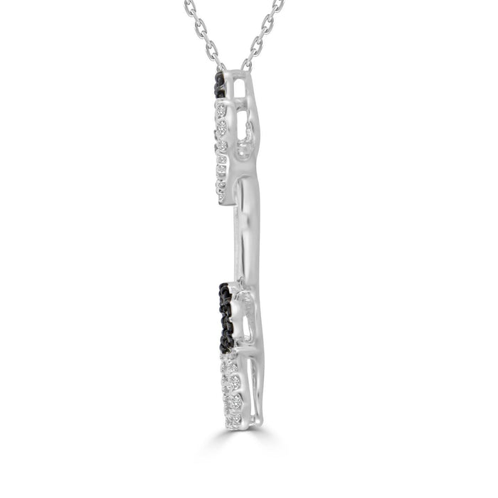 LADIES PENDANT WITH CHAIN 1/4 CT WHITE/BLACK ROUND DIAMOND SILVER