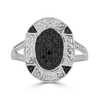 Thumbnail for LADIES RING 1/3 CT WHITE/BLACK ROUND DIAMOND SILVER