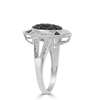 Thumbnail for LADIES RING 1/3 CT WHITE/BLACK ROUND DIAMOND SILVER