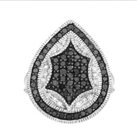 Thumbnail for LADIES RING 1 CT WHITE/BLACK ROUND DIAMOND SILVER