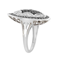Thumbnail for LADIES RING 1 CT WHITE/BLACK ROUND DIAMOND SILVER