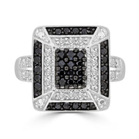 Thumbnail for LADIES RING 7/8 CT WHITE/BLACK ROUND DIAMOND SILVER