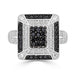 LADIES RING 7/8 CT WHITE/BLACK ROUND DIAMOND SILVER