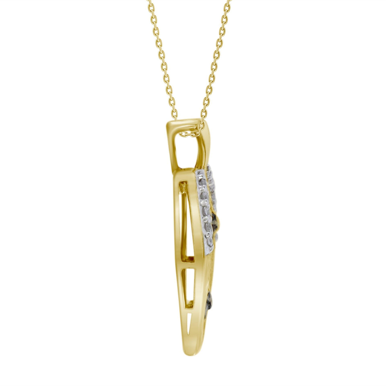 LADIES HEART PENDANT 1/4 CT WHITE/CHOCOLATE ROUND DIAMOND 10K YELLOW GOLD