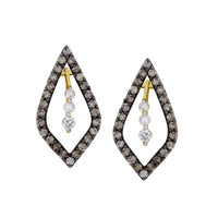 Thumbnail for LADIES EARRINGS 1/2 CT WHITE/CHOCOLATE ROUND DIAMOND 10K YELLOW GOLD