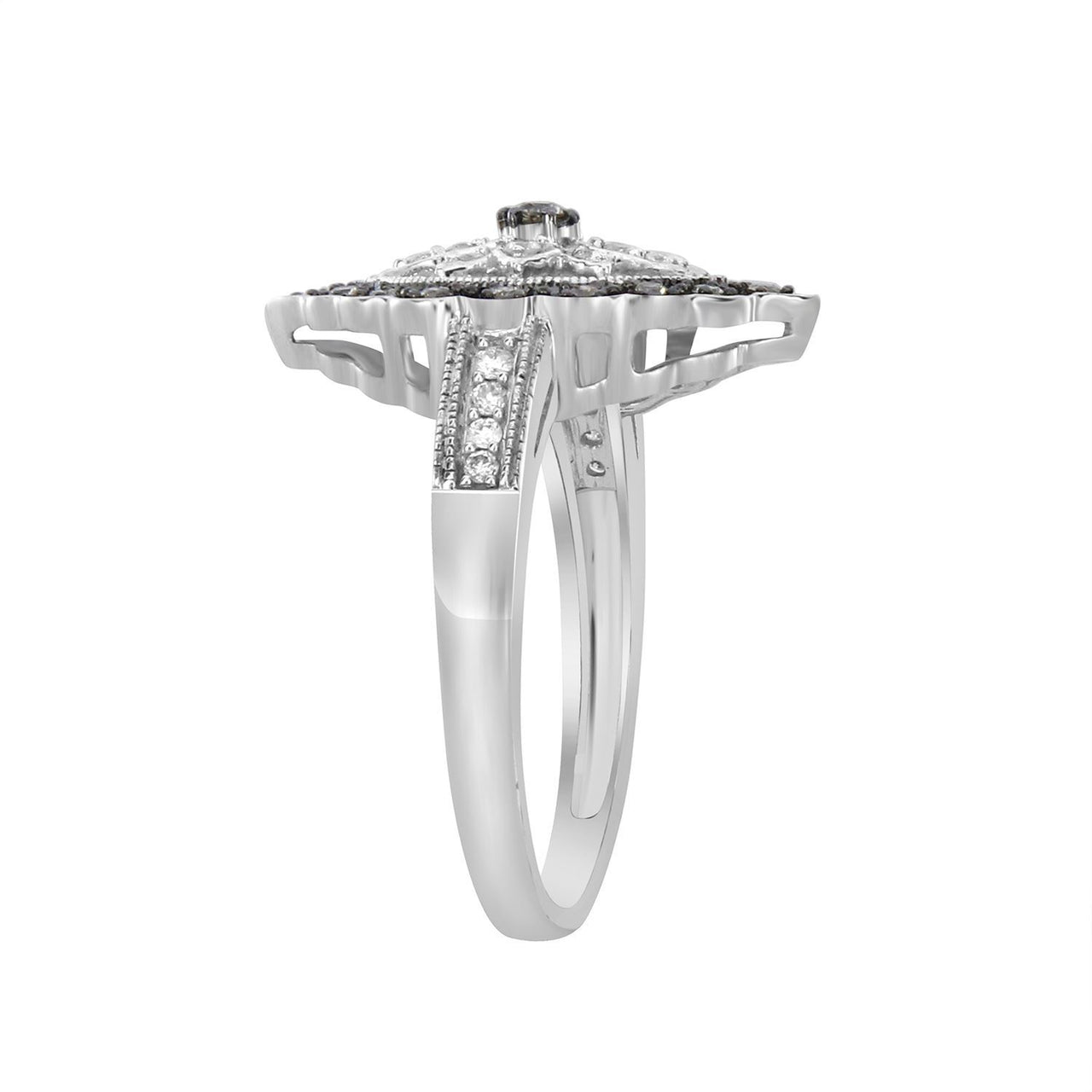 LADIES RING 1/4 CT ROUND/CHOCOLATE DIAMOND 10K WHITE GOLD
