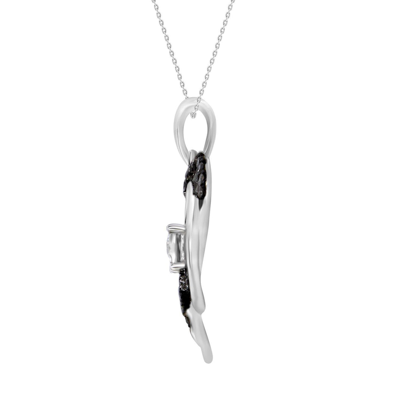 LADIES HEART PENDANT 1/4 CT WHITE/CHOCOLATE ROUND DIAMOND SILVER
