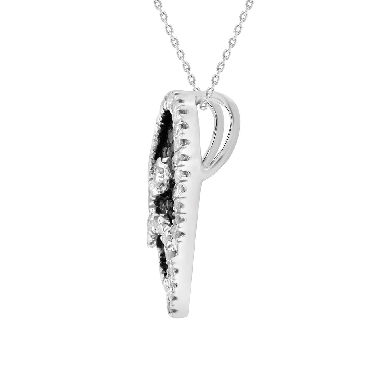 LADIES HEART PENDANT 3/4 CT WHITE/CHOCOLATE ROUND DIAMOND SILVER
