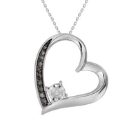 Thumbnail for LADIES HEART PENDANT 1/8 CT WHITE/CHOCOLATE ROUND DIAMOND SILVER