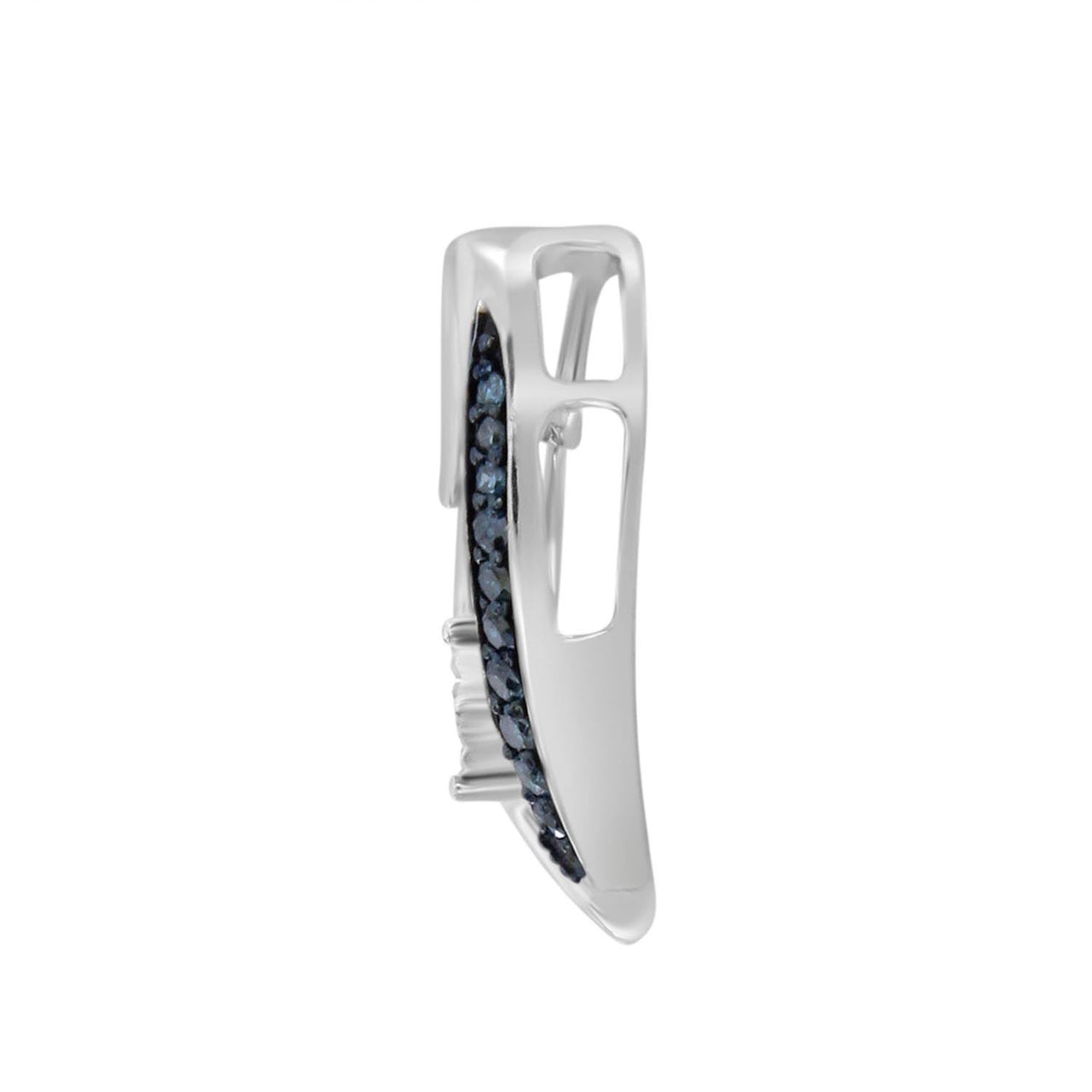 LADIES HEART PENDANT 1/6 CT WHITE/BLUE ROUND DIAMOND SILVER
