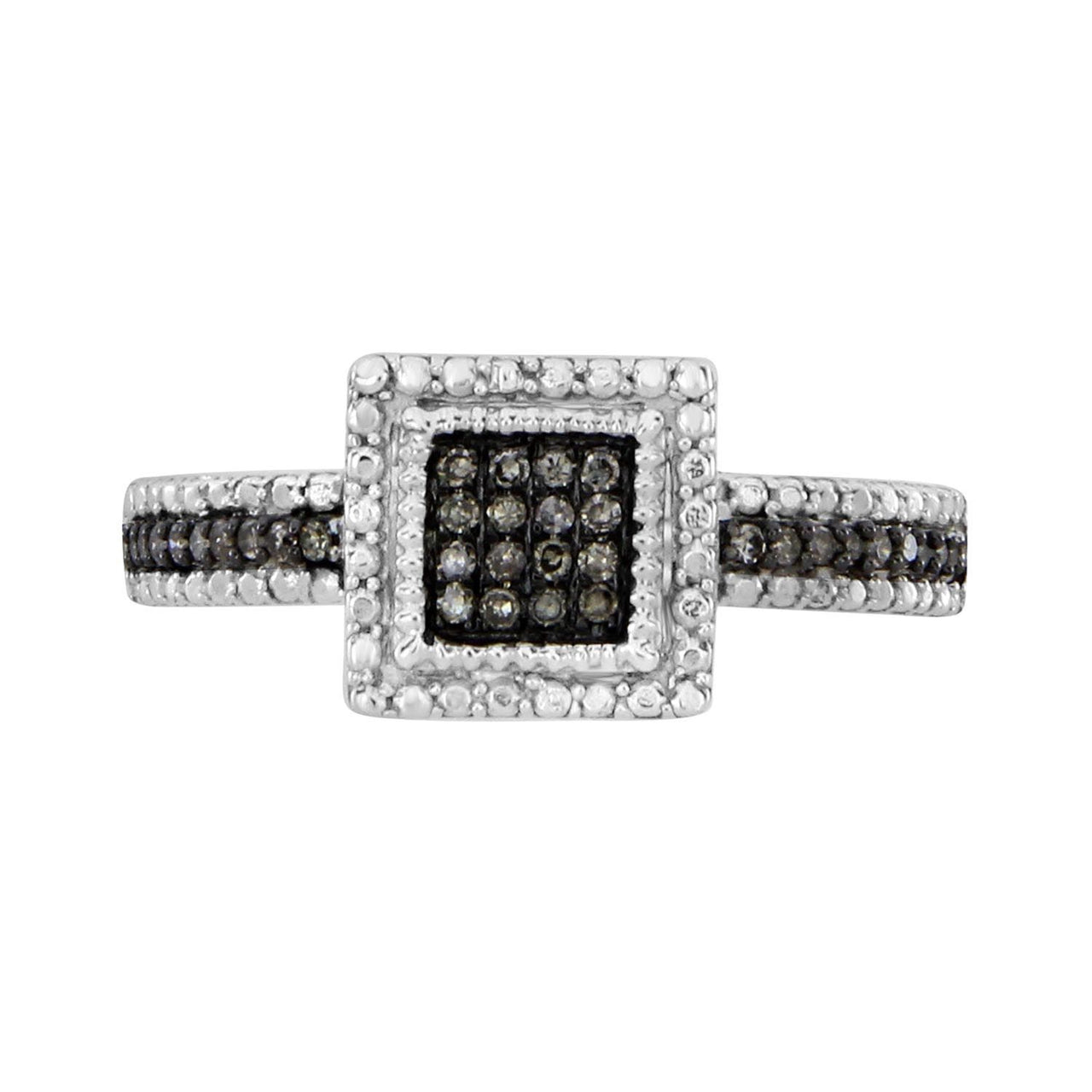 LADIES RING 1/6 CT WHITE/CHOCOLATE ROUND DIAMOND SILVER