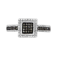 Thumbnail for LADIES RING 1/6 CT WHITE/CHOCOLATE ROUND DIAMOND SILVER