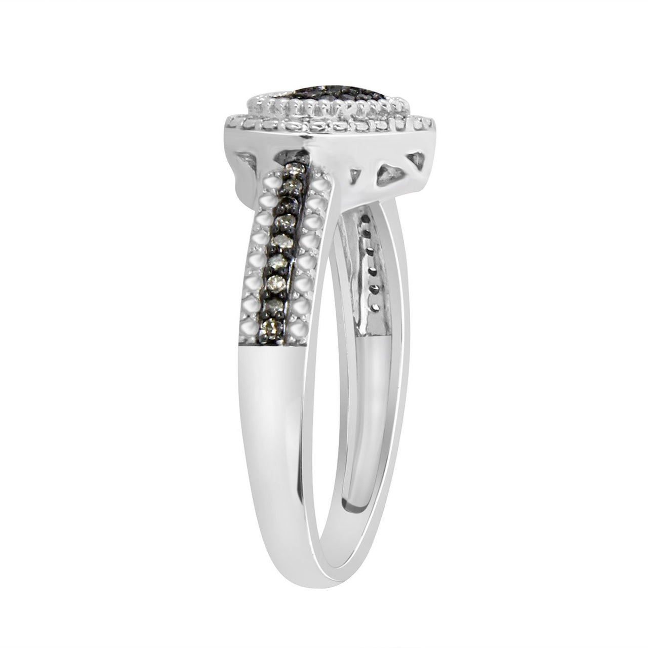 LADIES RING 1/6 CT WHITE/CHOCOLATE ROUND DIAMOND SILVER