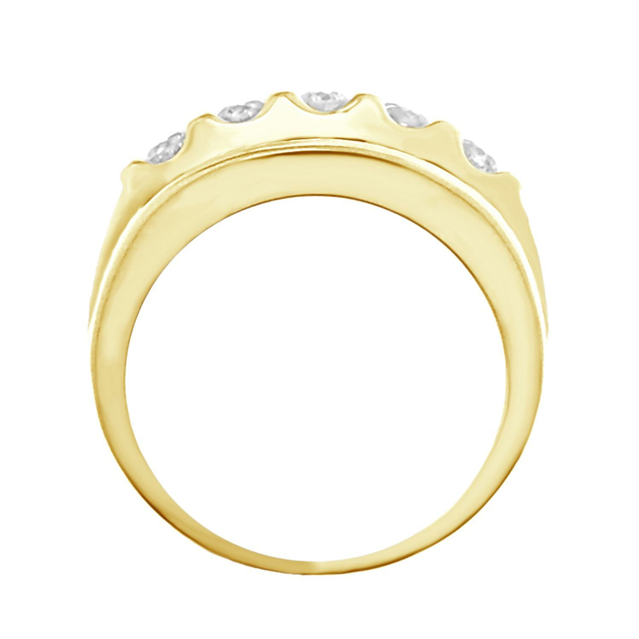 MEN'S RING 2 CT ROUND DIAMOND 10K YELLOW GOLD