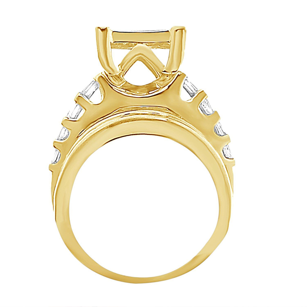 LADIES RING 3 CT ROUND/PRINCESS/BAGUETTE DIAMOND 10K YELLOW GOLD