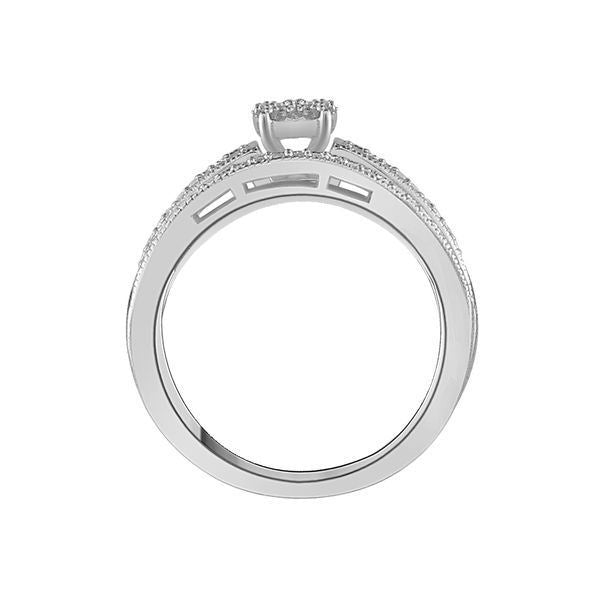 LADIES BRIDAL RING SET 1/3 CT ROUND DIAMOND SILVER