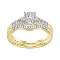 Thumbnail for LADIES BRIDAL RING SET 1/3 CT ROUND DIAMOND 10K YELLOW GOLD