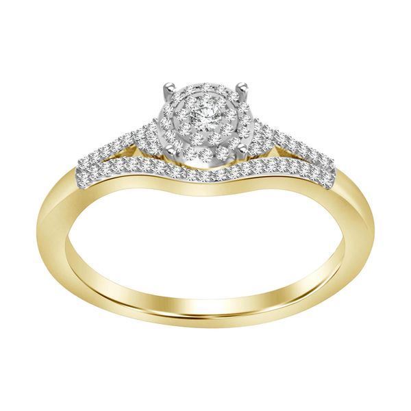 LADIES BRIDAL RING SET 1/3 CT ROUND DIAMOND 10K YELLOW GOLD