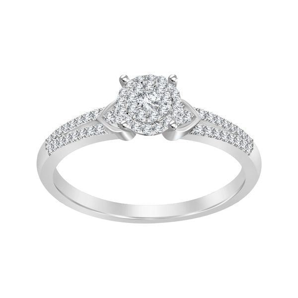 LADIES BRIDAL RING SET 1/3 CT ROUND DIAMOND 10K WHITE GOLD