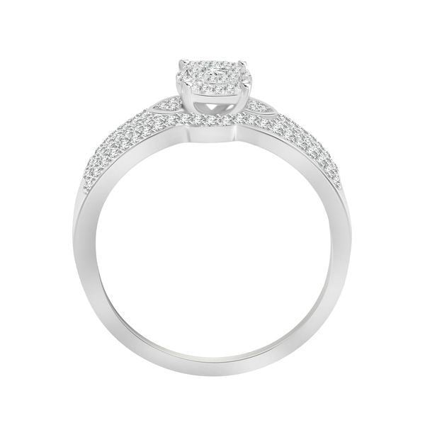 LADIES BRIDAL RING SET 1/3 CT ROUND DIAMOND 10K WHITE GOLD