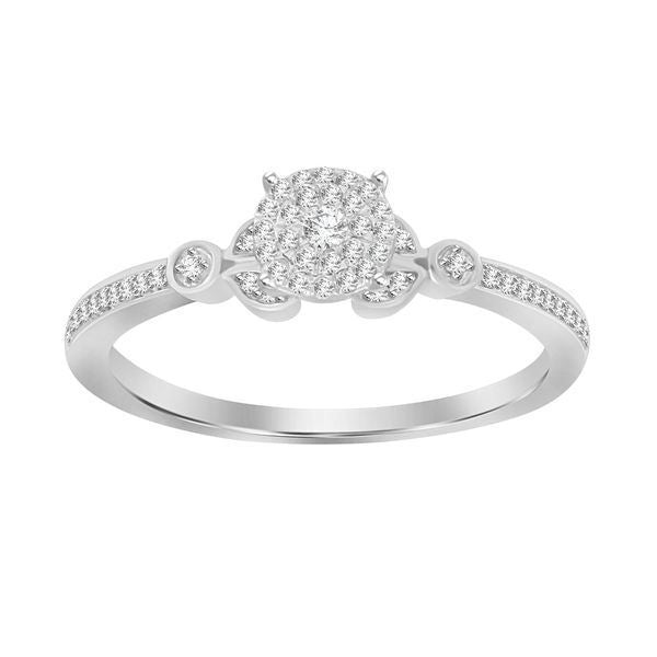 LADIES BRIDAL RING SET 1/4 CT ROUND DIAMOND 10K WHITE GOLD