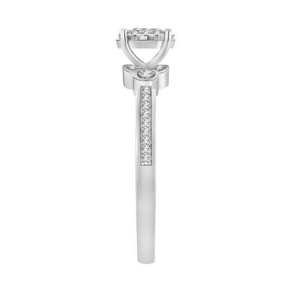 LADIES BRIDAL RING SET 1/4 CT ROUND DIAMOND 10K WHITE GOLD