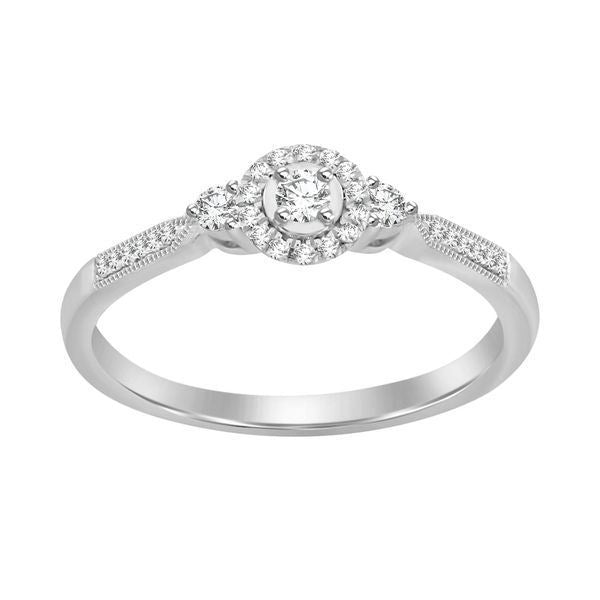 LADIES BRIDAL RING SET 1/4 CT ROUND DIAMOND 10K WHITE GOLD