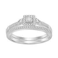 Thumbnail for LADIES BRIDAL RING SET 1/4 CT ROUND & PRINCESS DIAMOND 10K WHITE GOLD