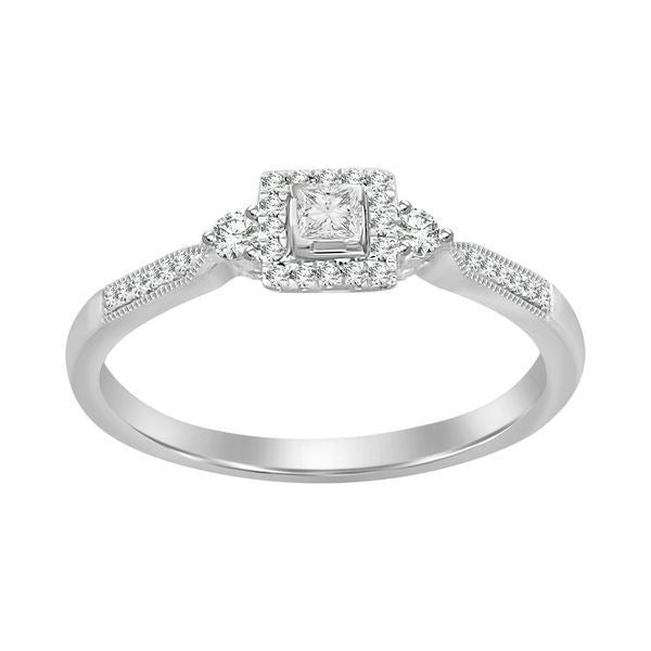 LADIES BRIDAL RING SET 1/4 CT ROUND & PRINCESS DIAMOND 10K WHITE GOLD
