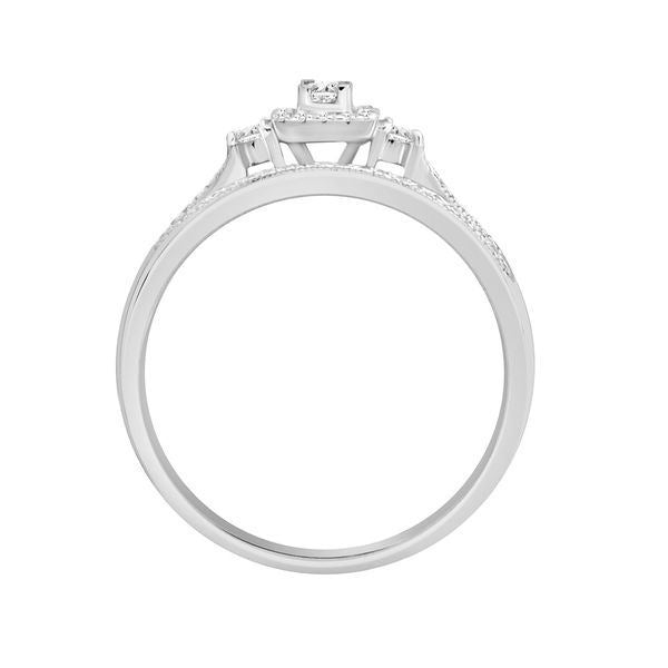 LADIES BRIDAL RING SET 1/4 CT ROUND & PRINCESS DIAMOND 10K WHITE GOLD