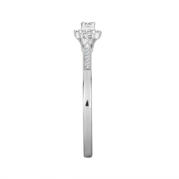 LADIES BRIDAL RING SET 1/4 CT ROUND & PRINCESS DIAMOND 10K WHITE GOLD