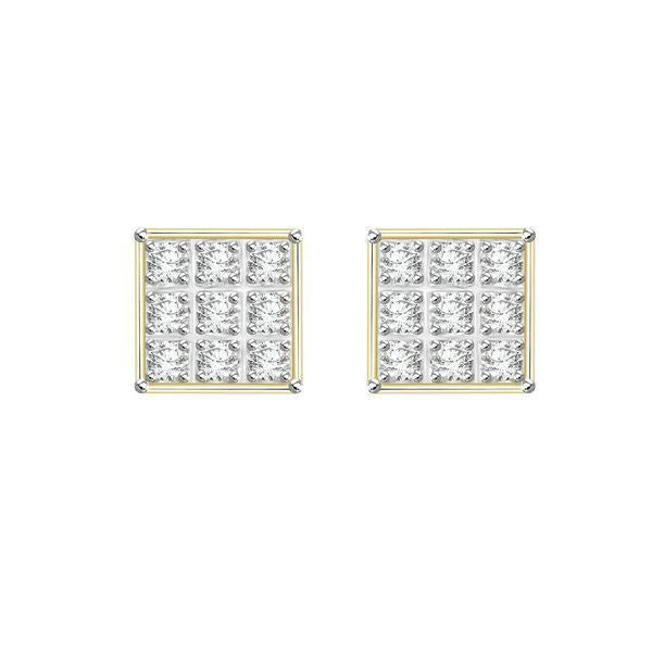 MEN'S EARRINGS 1/20 CT ROUND DIAMOND 10K YELLOW GOLD 