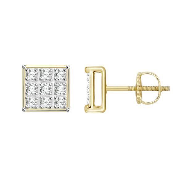 MEN'S YUVA EARRINGS 1/20 CT ROUND DIAMOND 10K YELLOW GOLD